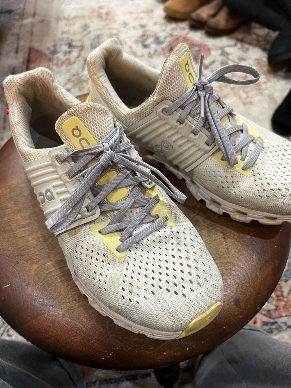 On Cloud Neutral Beige Sneakers with Soft Yellow Accents